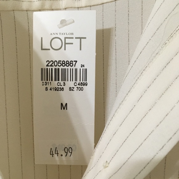 Ann Taylor Loft Cream Shimmer Pinstripe Blouse - Picture 5 of 13